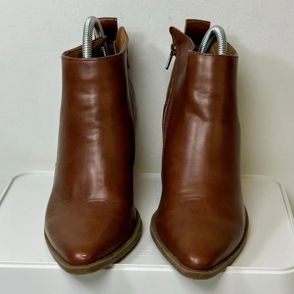 Universal Thread Brown Block Heel Booties Size 8